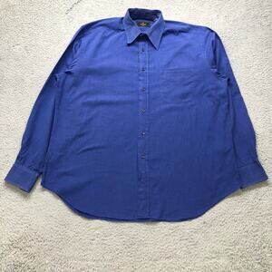 Vintage Fendi Button Up Dress Shirt Mens Large Long Sleeve Pocket Blue